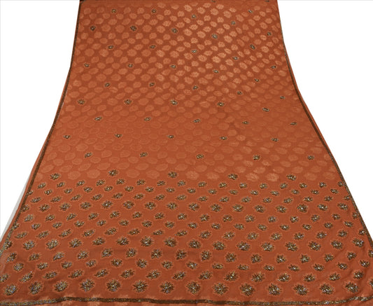 Sanskriti Vintage Antique Vintage Indian Saree Georgette Hand Embroidery Woven Craft Sustainable Fabric Sari