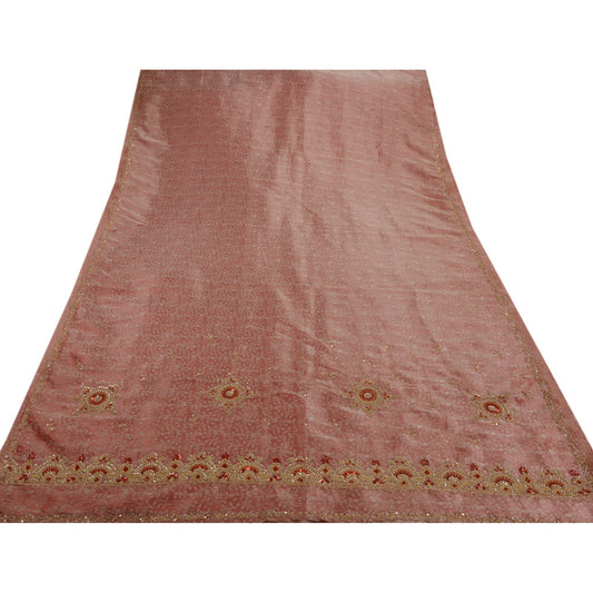 Sanskriti Vintage Indian Saree Tissue Hand Beaded Woven Sustainable Fabric Sari Zardozi