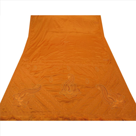 Sanskriti Vintage Indian Saree Satin Silk Hand Beaded Sustainable Fabric Ethnic ari Pearl