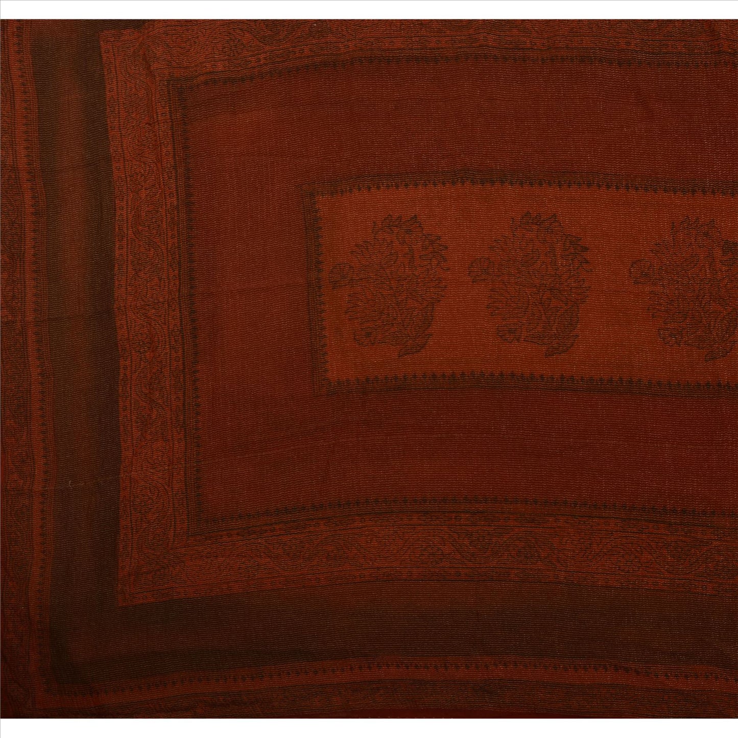 Sanskriti Vintage Indian Saree Silk Blend Woven Orange Craft Sustainable Fabric Floral Sari