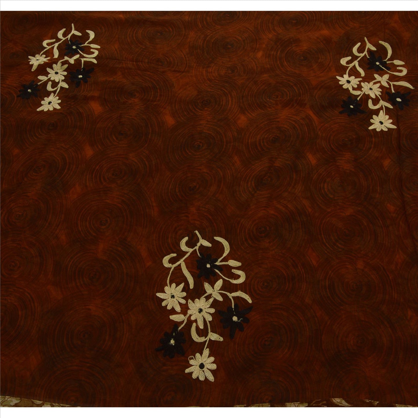 Sanskriti Vintage Indian Orange Saree 100% Pure Georgette Silk Hand Embroidered Sustainable Fabric Sari