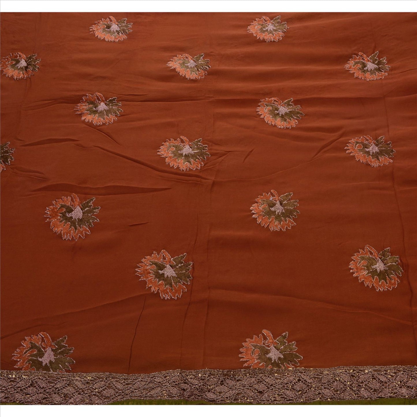 Sanskriti Vintage Indian Saree 100% Pure Silk Hand Embroidery Sustainable Fabric Sari Zari
