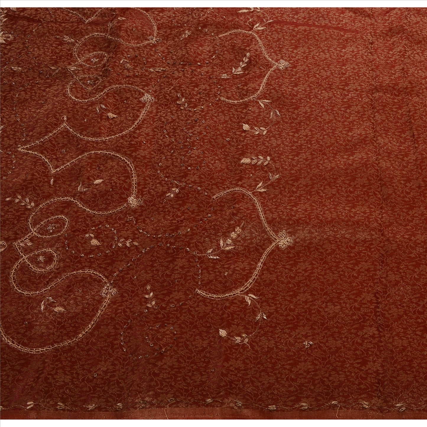 Sanskriti Vintage Antiques Vintage Indian Saree Tissue Hand Embroidery Woven Sustainable Fabric Zardozi Sari