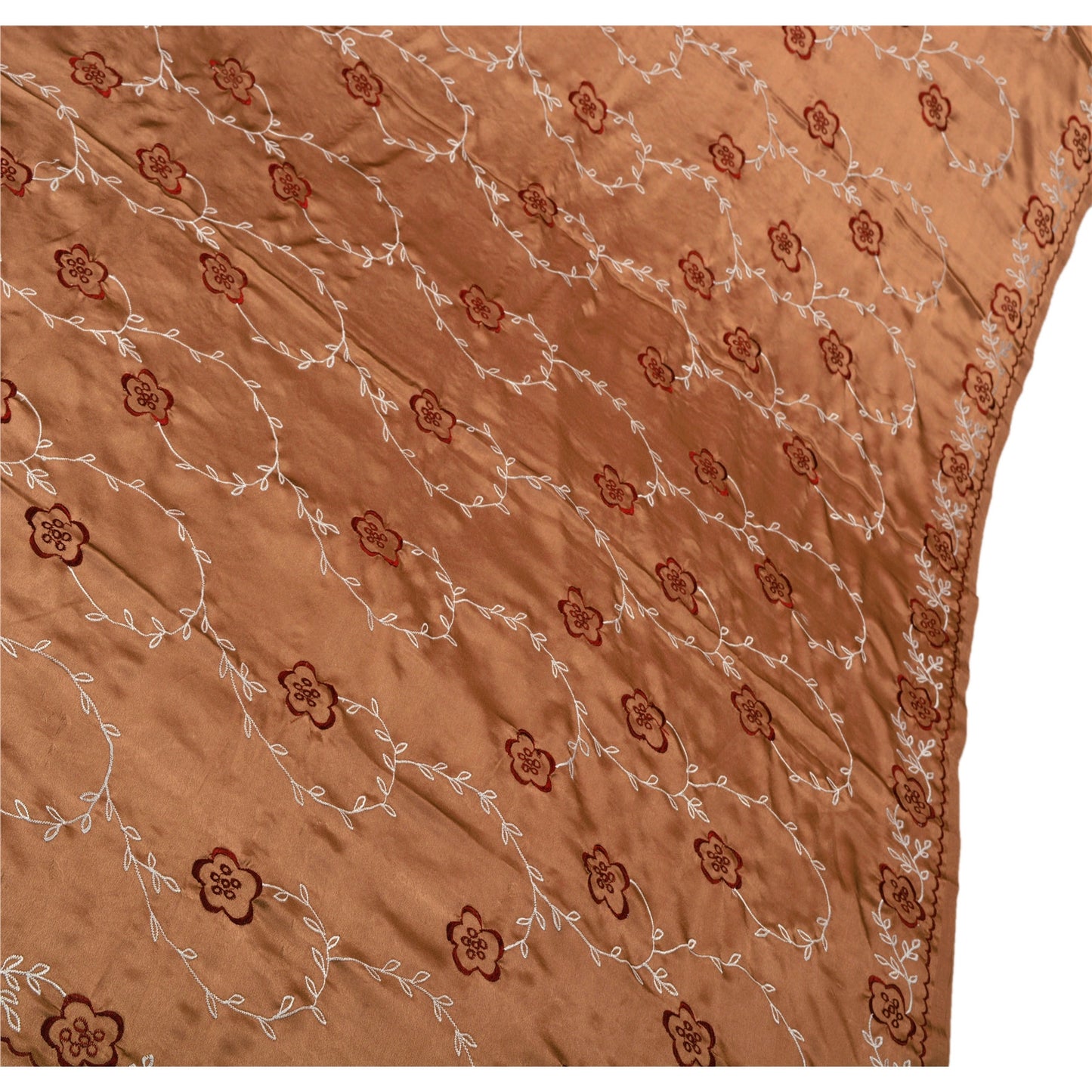 Санскритское винтажное индийское сари из атласного шелка с вышивкой из экологически чистой ткани коричневого цвета сари с цветочным узором