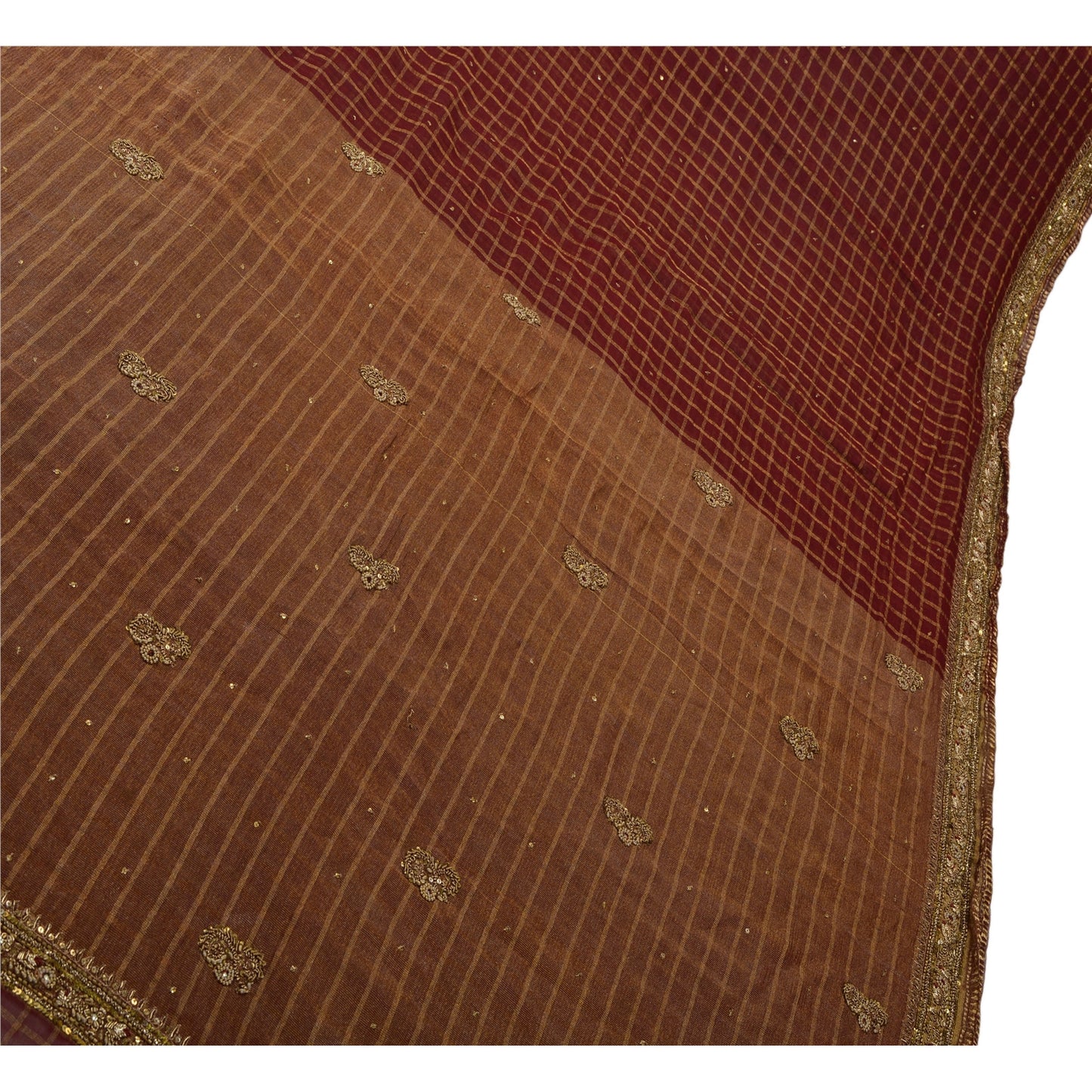 Sanskriti Vintage Saree Pure Georgette Silk Hand Beaded Woven Sustainable Fabric Cultural Premium Sari