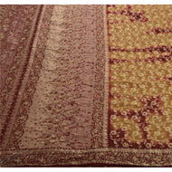 Antique Vintage Saree Georgette Hand Embroidery Woven Craft Fabric Leheria Sari