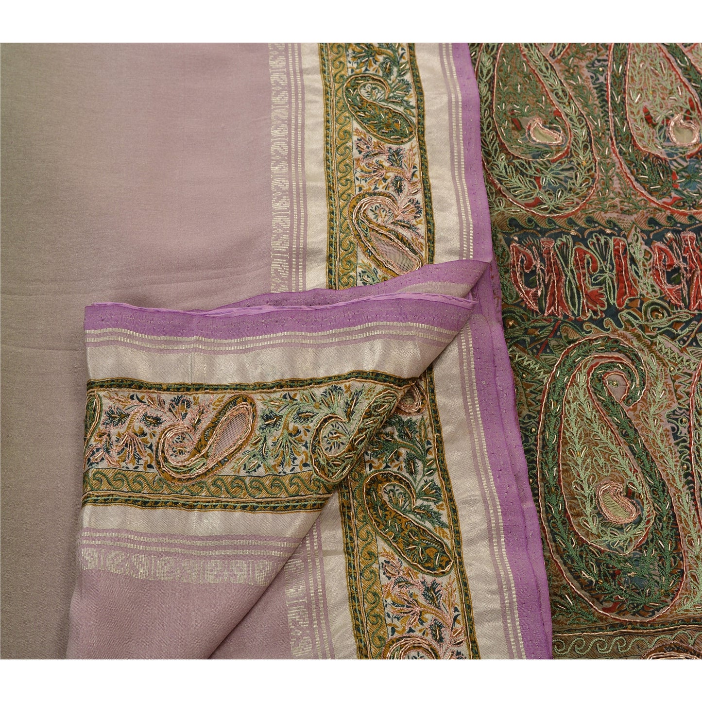 Sanskriti Vintage Indian Saree Art Silk Hand Beaded Sustainable Fabric Cultural Premium Sari