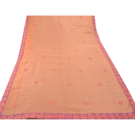 Sanskriti Vintage Indian Saree 100% Pure Cotton Embroidered Sustainable Fabric Premium Sari