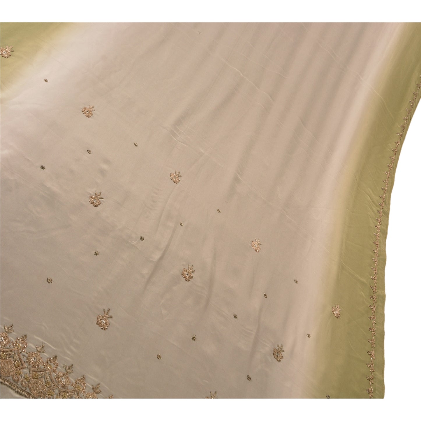 Sanskriti Vintage Antik Sari Kunstsilke Håndbroderi Bæredygtigt Stof Premium Sari