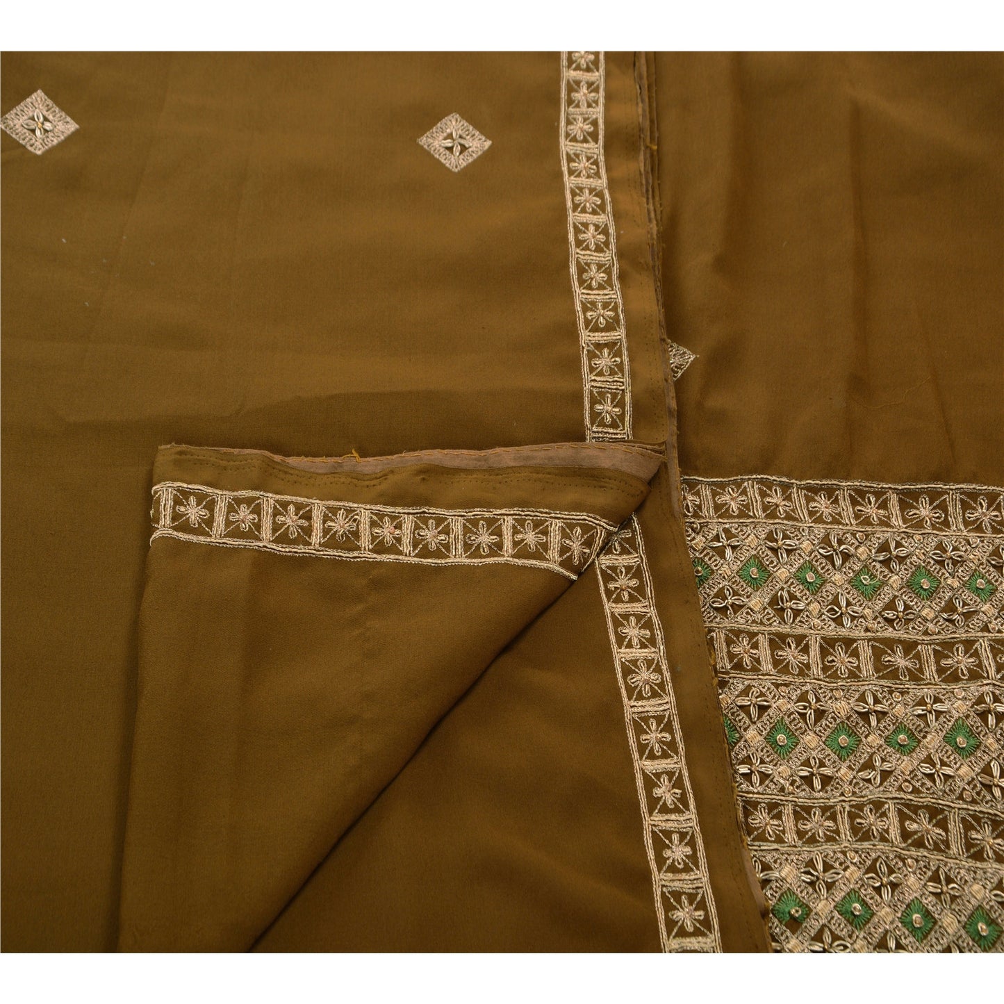 Sanskriti Vintage Antique Saree Georgette Hand Embroidery Sustainable Fabric Premium Sari