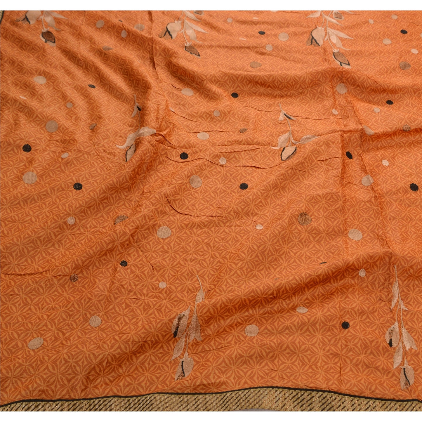 Sanskriti Vintage Antique Indian Saree 100% Pure Silk Embroidered Sustainable Fabric Sari