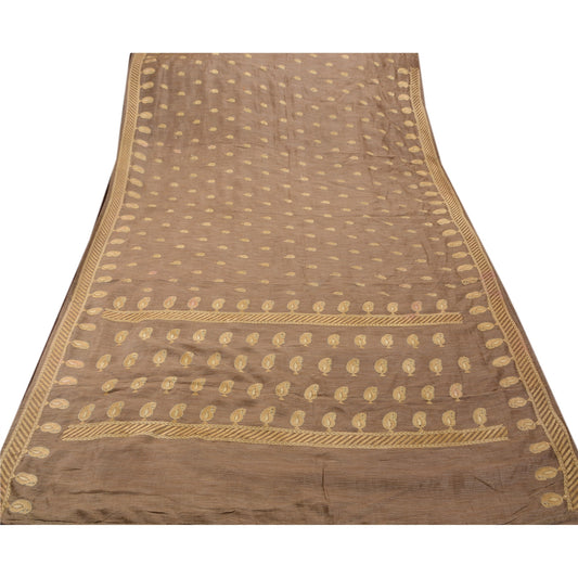 Sanskriti Vintage Indian Saree Art Silk Embroidered Craft Sustainable Fabric Premium Sari