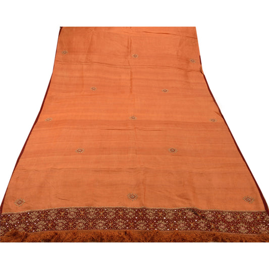 Sanskriti Vintage Sari 100% Ren Silke Håndperlet Bæredygtigt Stoff Etnisk Premium Sari