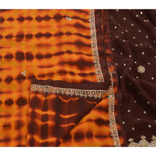 Load image into Gallery viewer, Sanskriti Vintage Indian Saree Georgette Hand Beaded Orange Fabric Leheria Cultural Premium Sari

