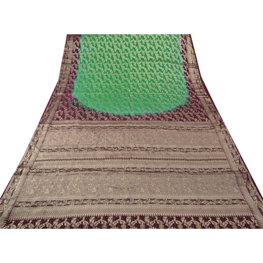 Санскрити Винтаж Премиум Индийское Сари Жоржет Тканый Экологичный Ткань Сари Парча Зари