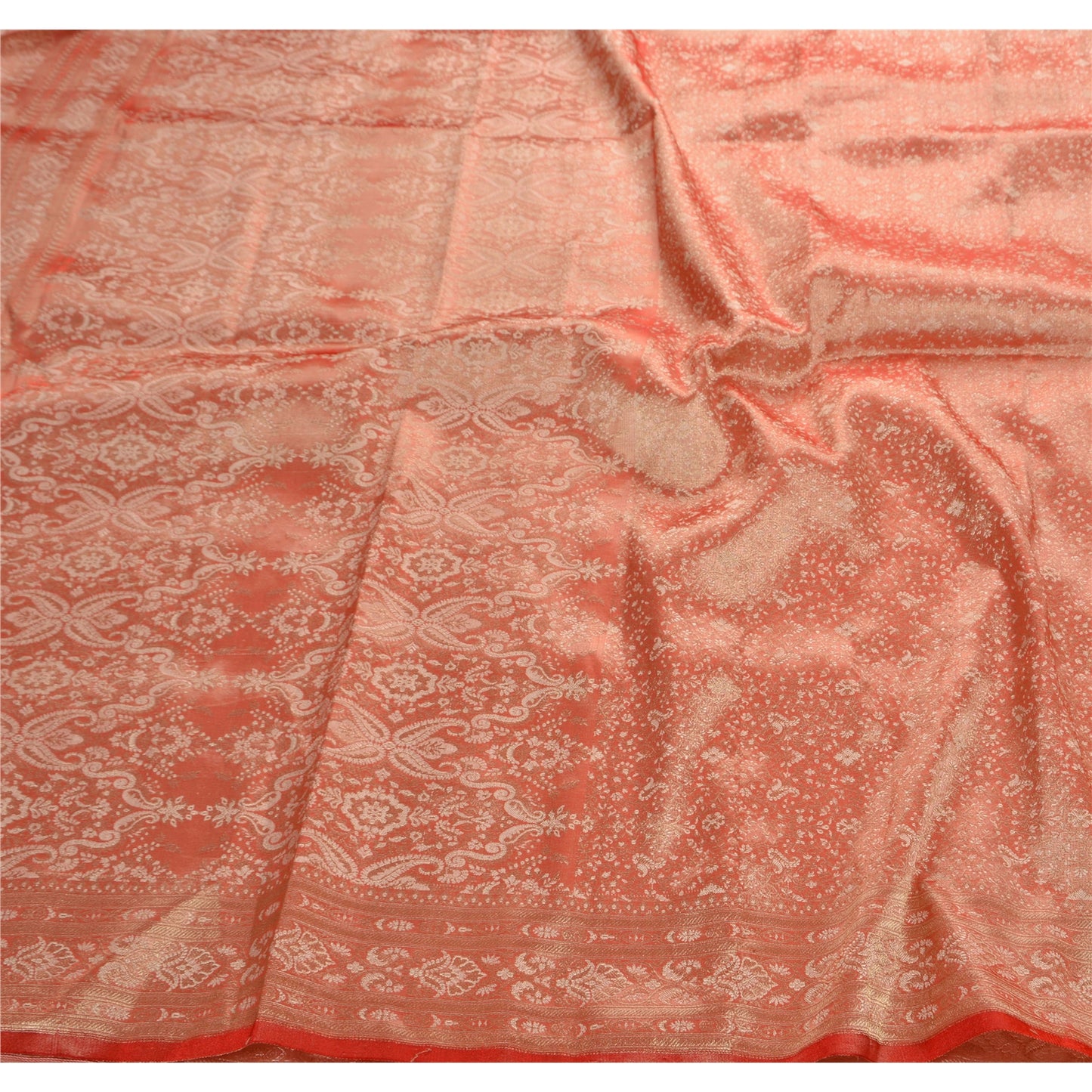 Sanskriti Vintage Indian Saree Art Silk Woven Cultural Sustainable Fabric Premium Sari Red