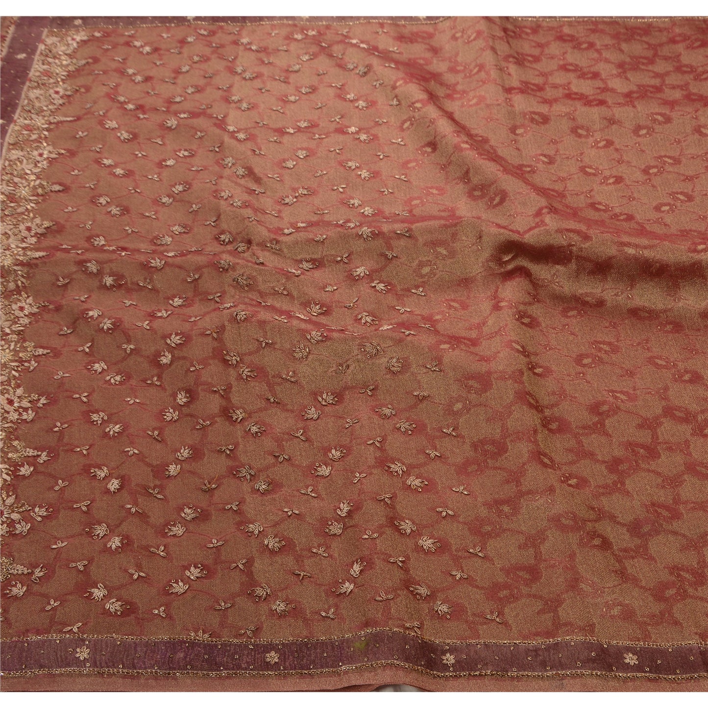 Sanskriti Vintage Saree Tissue Hand Beaded Woven Sustainable Fabric Premium Cultural Sari
