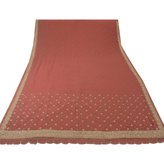 Sanskriti Vintage Antique Saree Georgette Hand Embroidery Sustainable Fabric Premium Sari