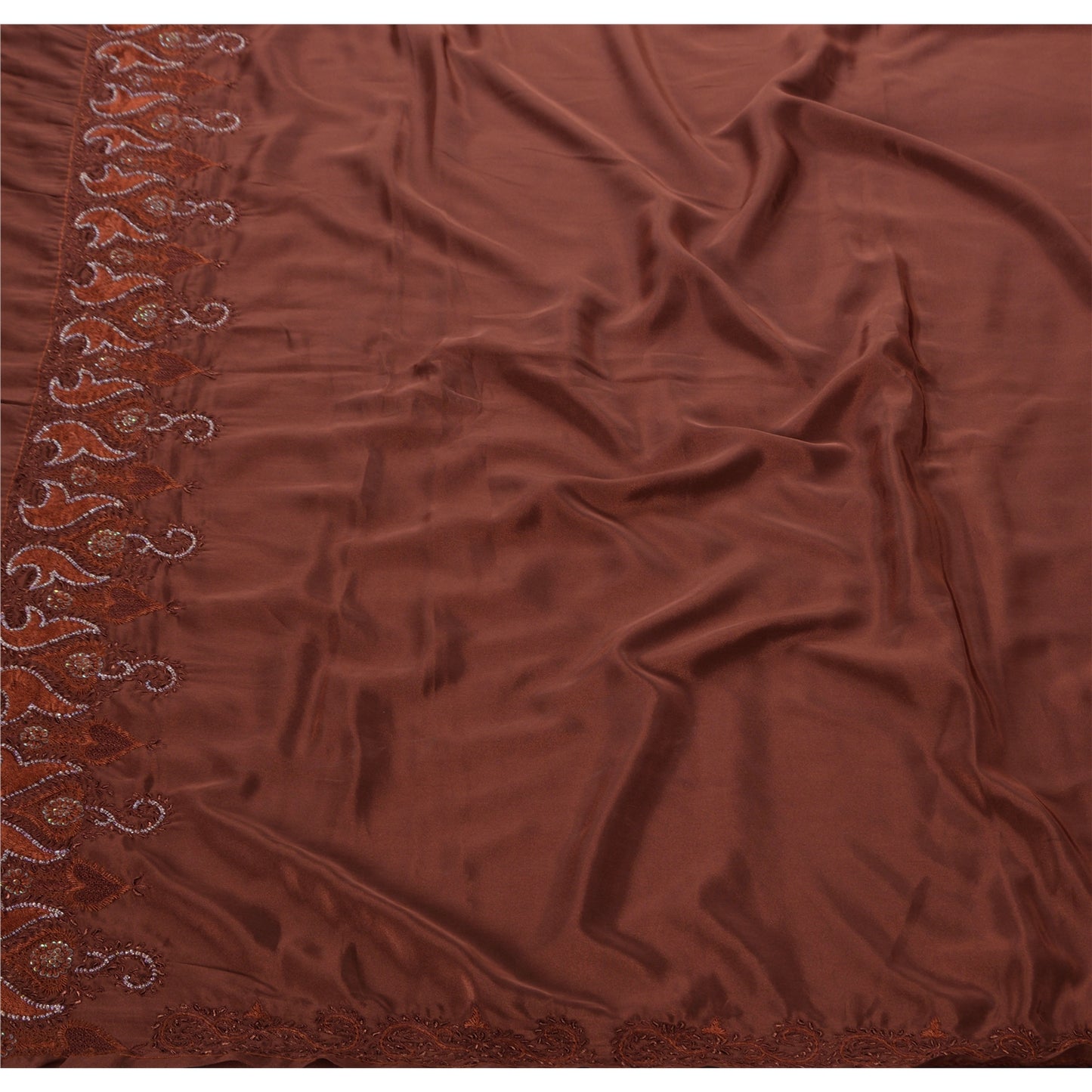 Sanskriti Vintage Antique Saree Art Silk Hand Embroidery Sustainable Fabric Premium Sari