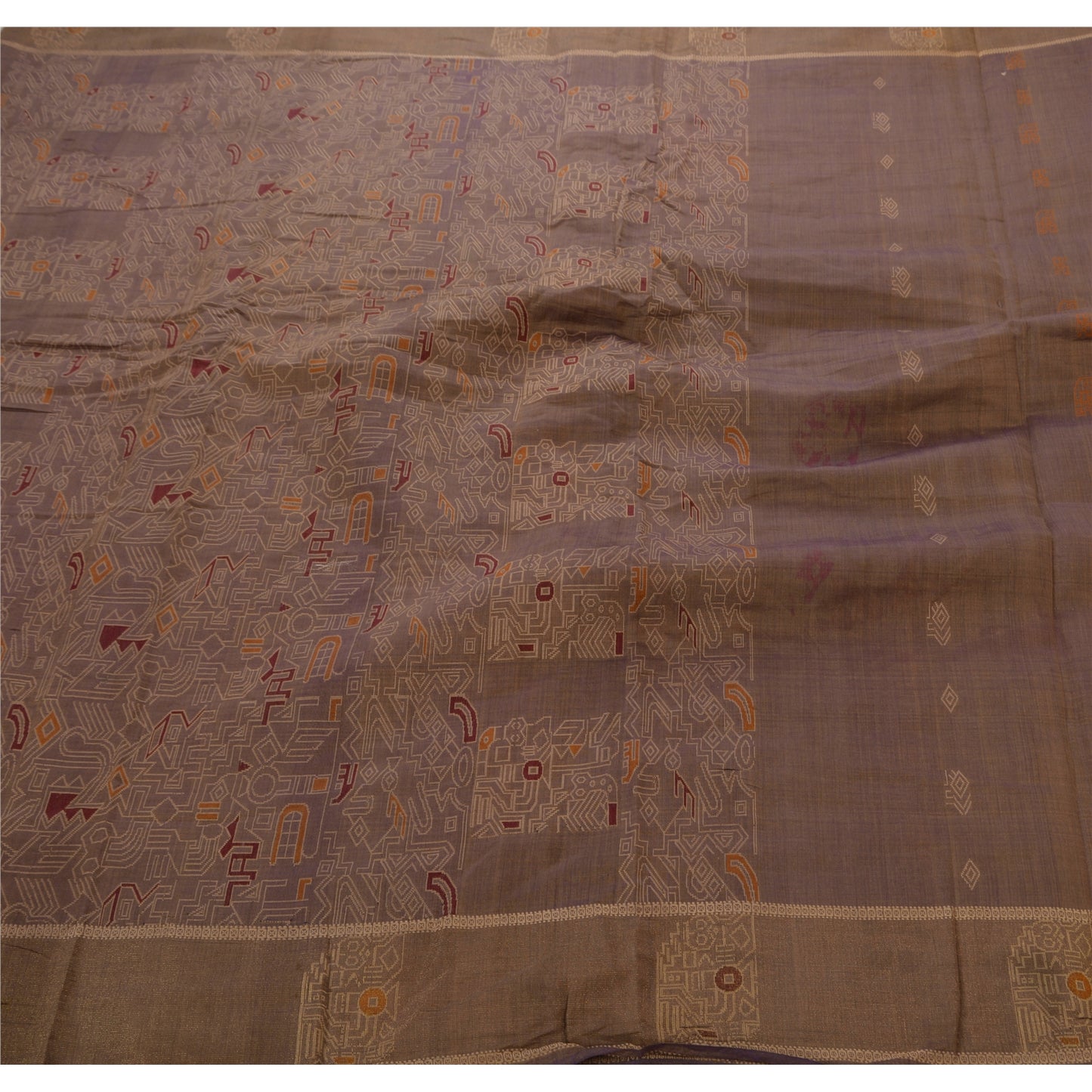 Санскритское винтажное индийское сари из шелковой смеси, тканое коричневое рукоделие, экологически чистая ткань премиум-класса