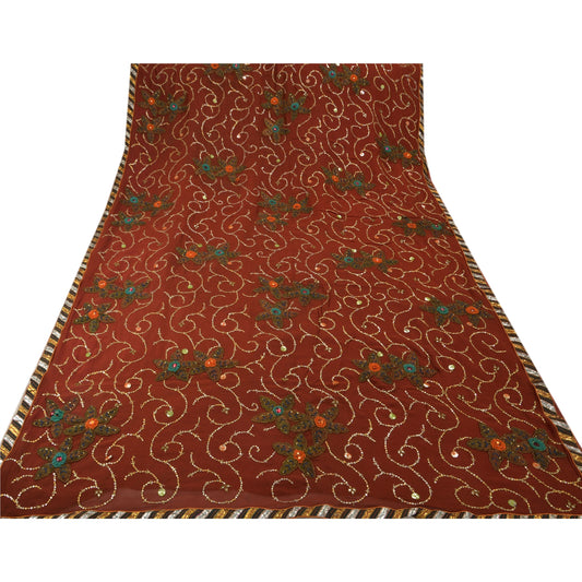 Sanskriti Vintage Antique Vintage Saree Pure Georgette Silk Hand Embroidery Sustainable Fabric Premium Sari