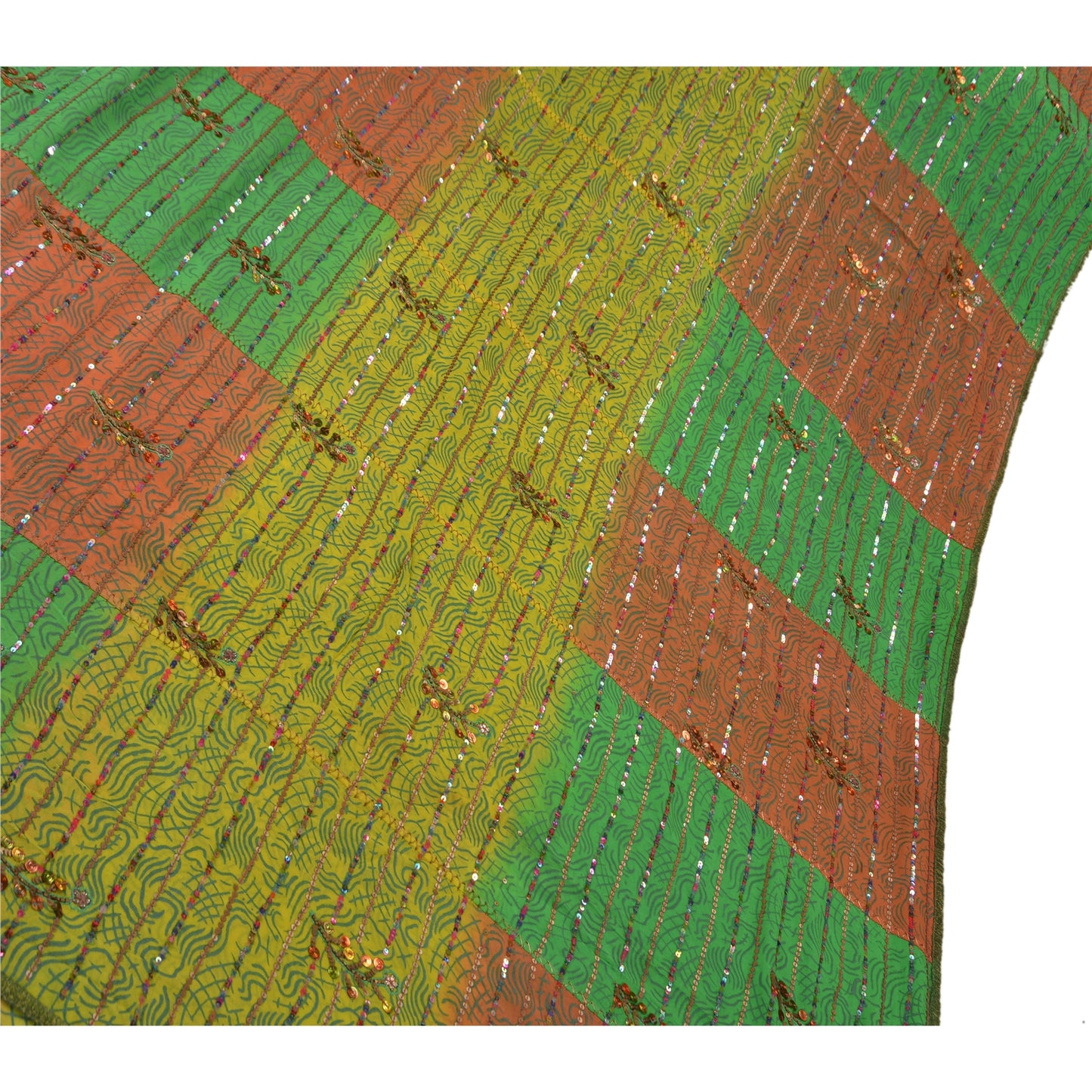 Sanskriti Vintage Saree Pure Georgette Silk Hand Beaded Painted Sustainable Fabric Ethnic Premium Sari