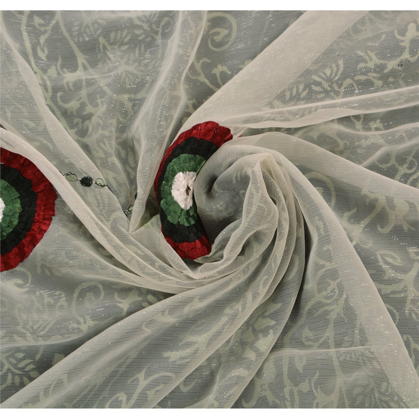 Sanskriti Vintage Saree Georgette Embroidered Woven Sustainable Fabric Cultural Premium Sari