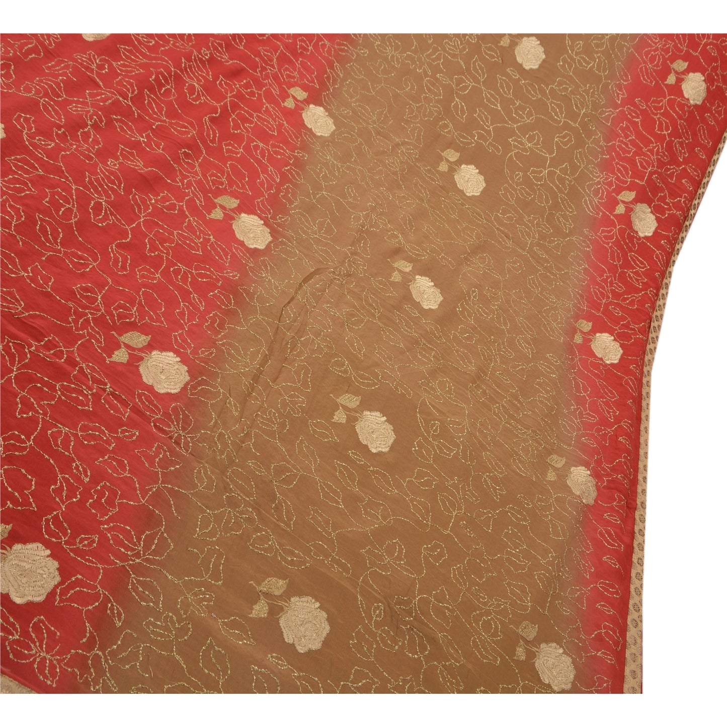 Sanskriti Vintage Indian Saree 100% Pure Crepe Silk Embroidered Sustainable Fabric Ethnic Premium Sari