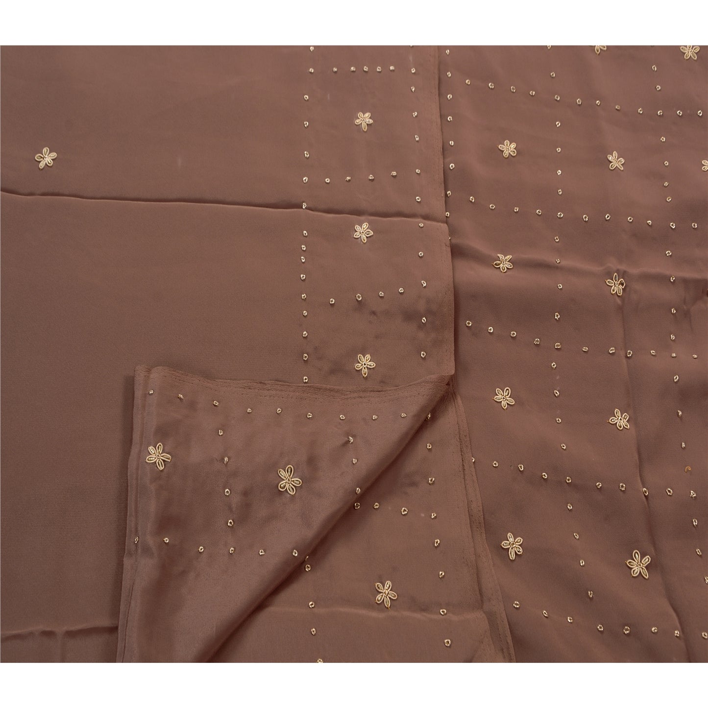 Sanskriti Vintage Indian Saree Crepe Silk Hand Beaded Sustainable Fabric Premium Ethnic Sari