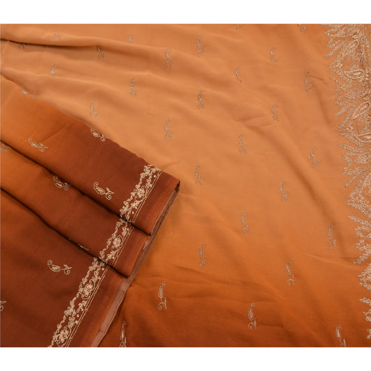 Sanskriti Vintage Indian Saree Georgette Hand Beaded Sustainable Fabric Premium Ethnic Sari