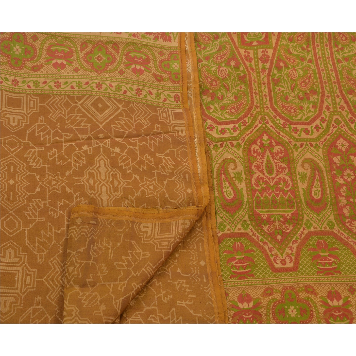 Sanskriti Vintage Indian Saree Satin Silk Embroidered Woven Premium Sari