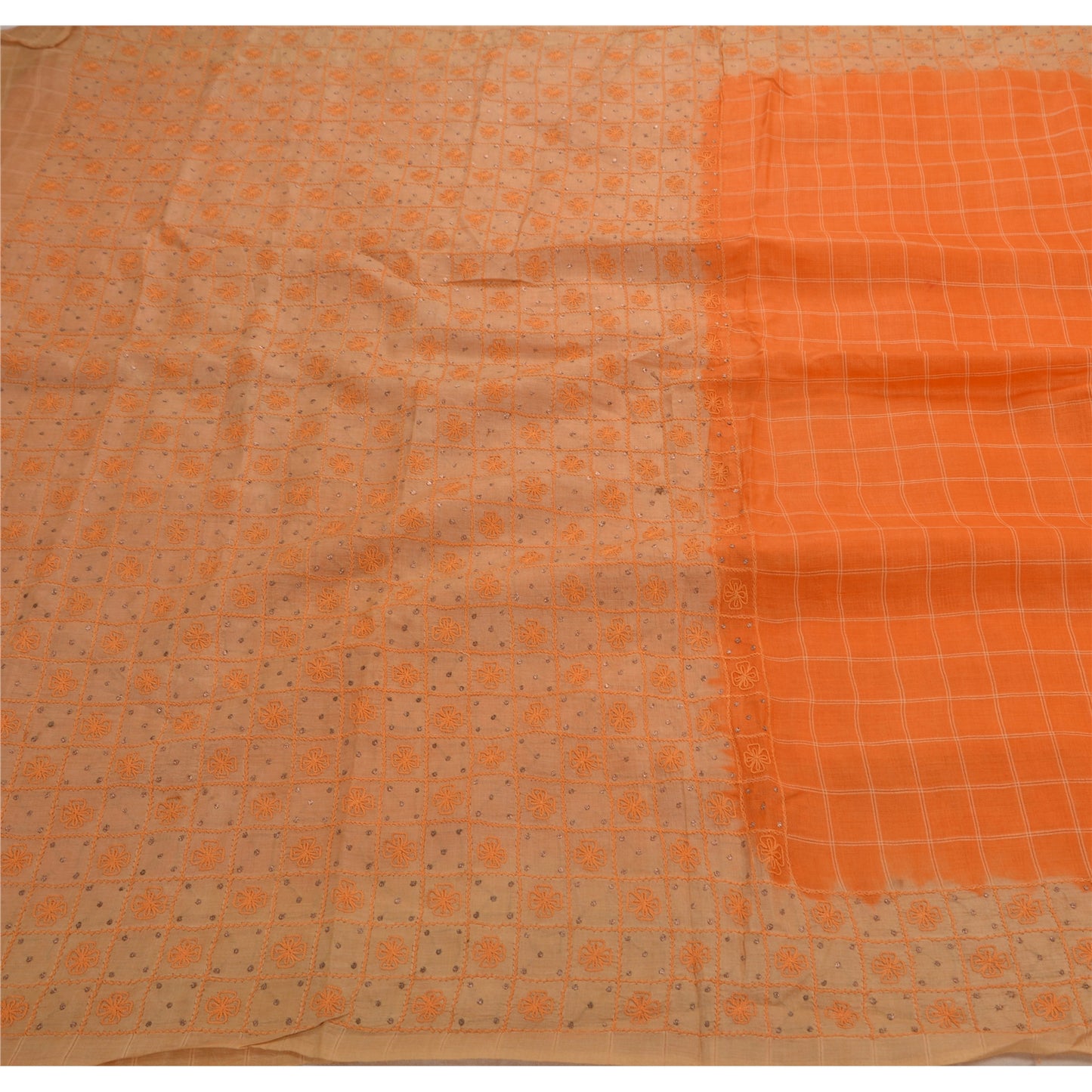 Sanskriti Vintage Antique Saree 100% Pure Silk Hand Embroidery Craft Sustainable Fabric Sari