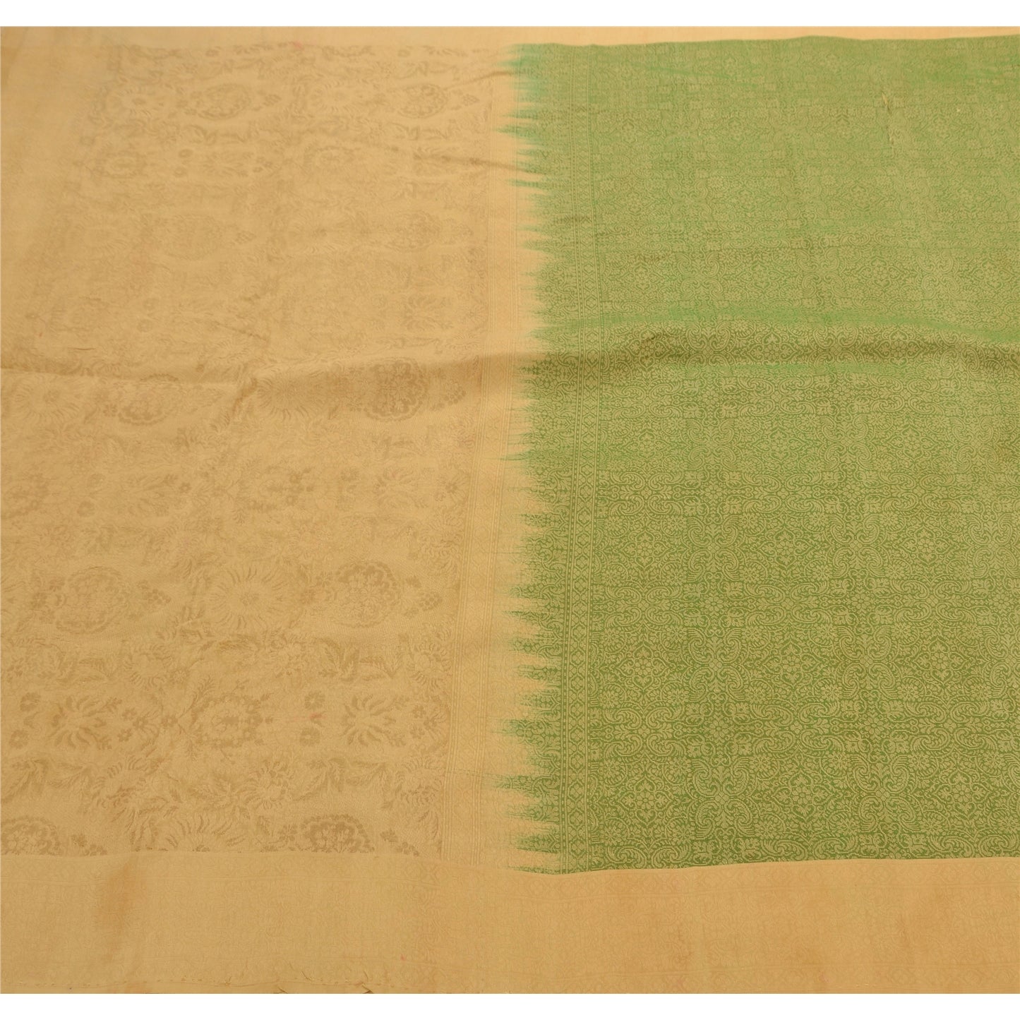 Sanskriti Vintage Antique Indian Saree 100% Pure Silk Woven Sustainable Fabric Premium Sari