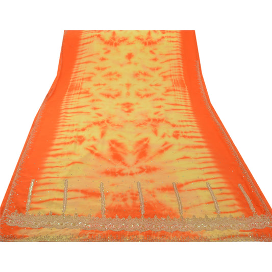 Sanskriti Vintage Antique Vintage Saree Georgette Hand Embroidery Sustainable Fabric Premium Leheria Sari