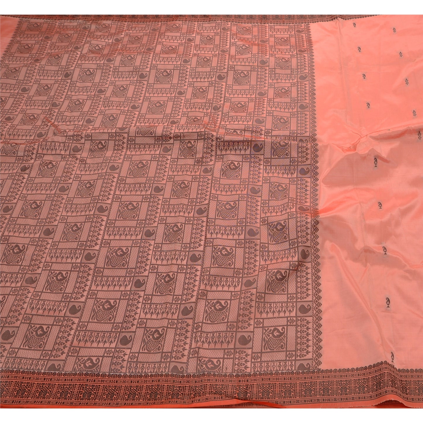 Sanskriti Vintage Indian Saree Art Silk Woven Craft Pink Sustainable Fabric Premium Sari