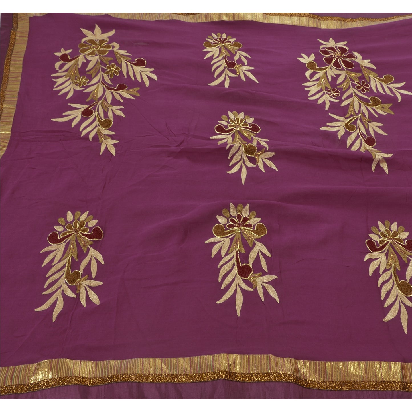 Sanskriti Vintage Saree Blend Georgette Sustainable Fabric Hand Embroidery Premium Sari