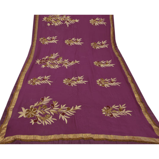 Sanskriti Vintage Saree Blend Georgette Sustainable Fabric Hand Embroidery Premium Sari