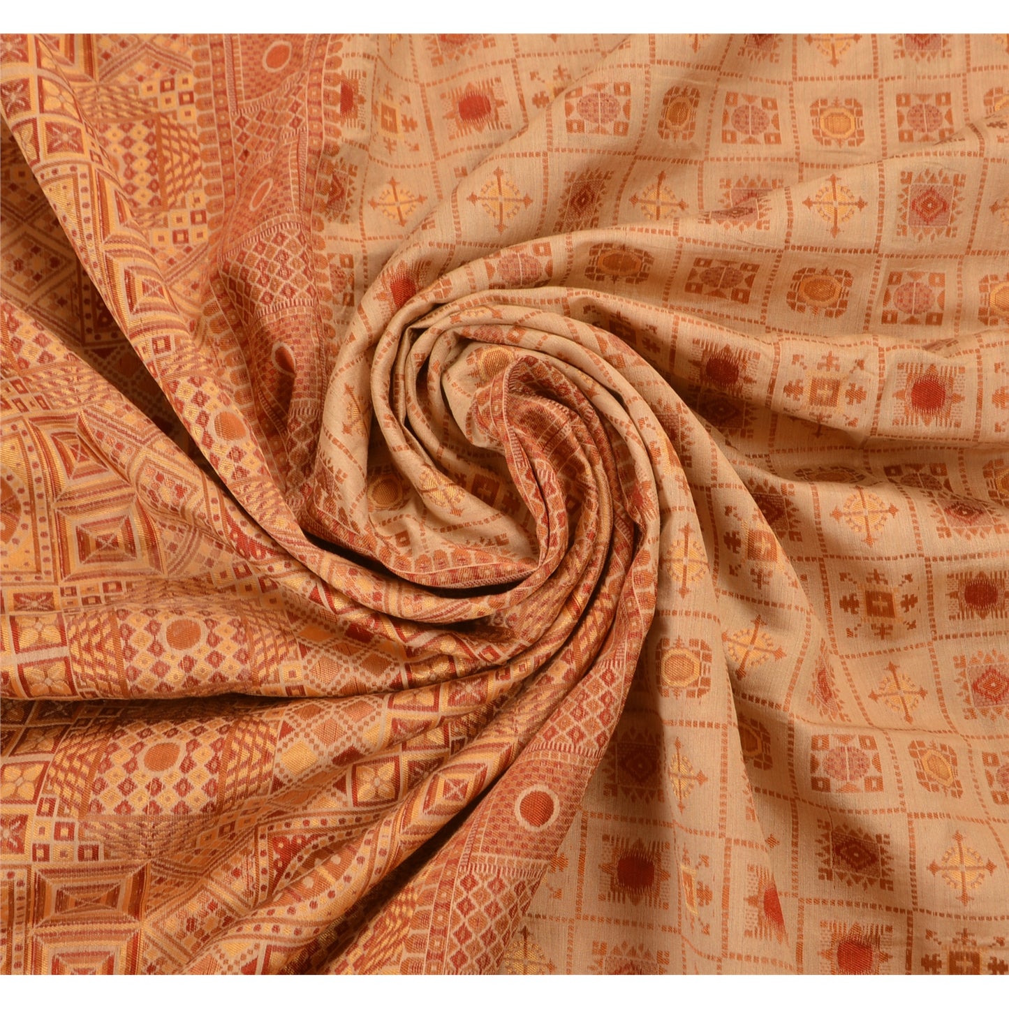 Sanskriti Vintage Antique Indian Saree 100% Pure Silk Woven Sustainable Fabric Premium Sari