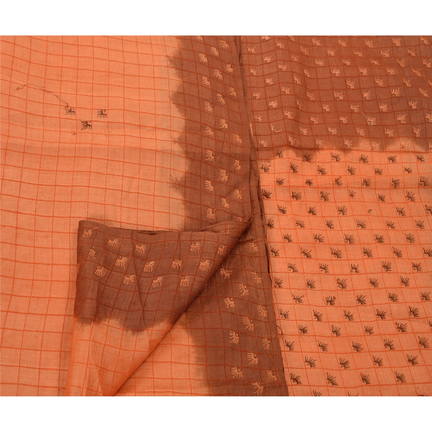 Sanskriti Vintage Sari 100% Ren Silke Håndbroderet Bæredygtigt Stoff Sari