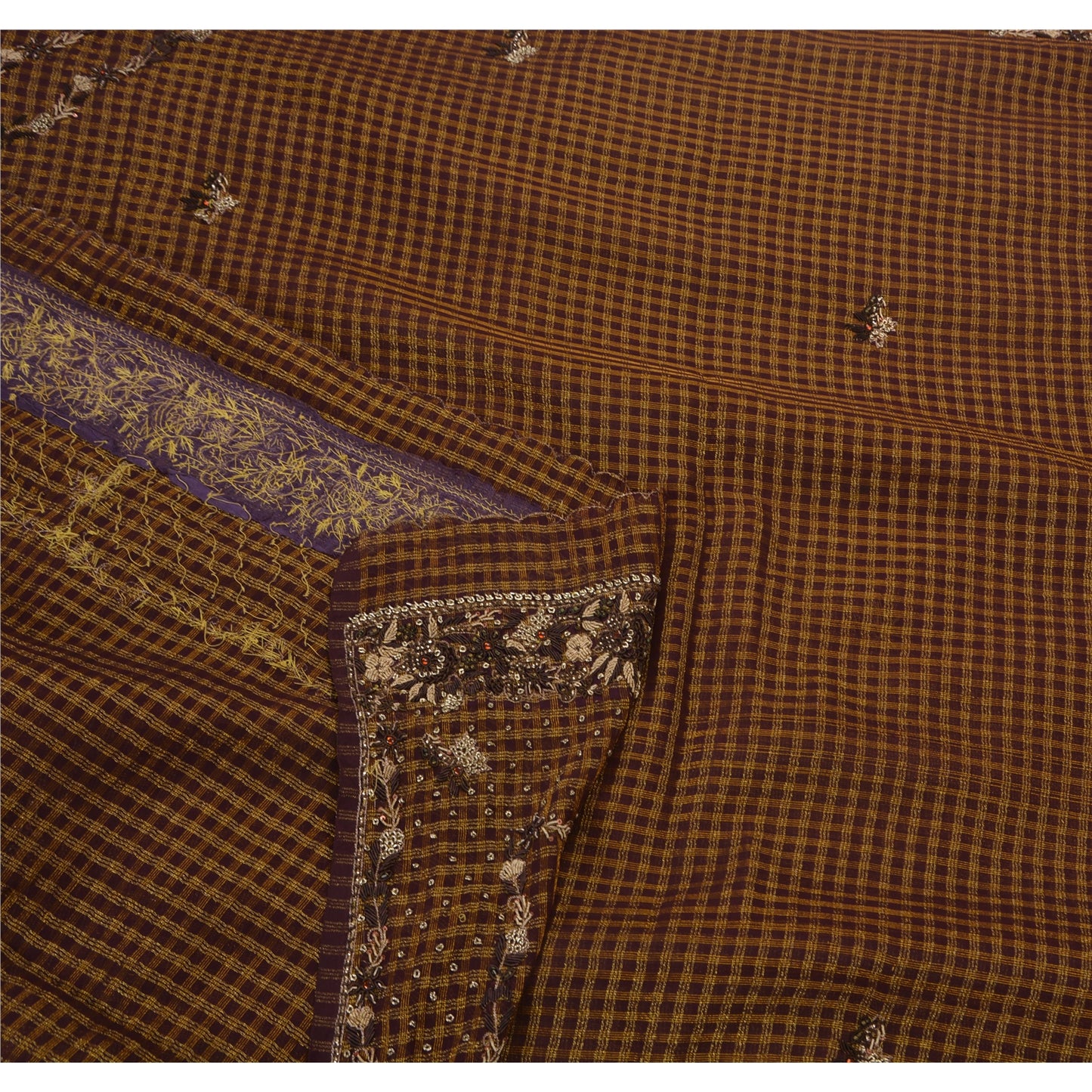 Sanskriti Vintage Antique Saree Georgette Hand Embroidery Sustainable Fabric Premium Sari