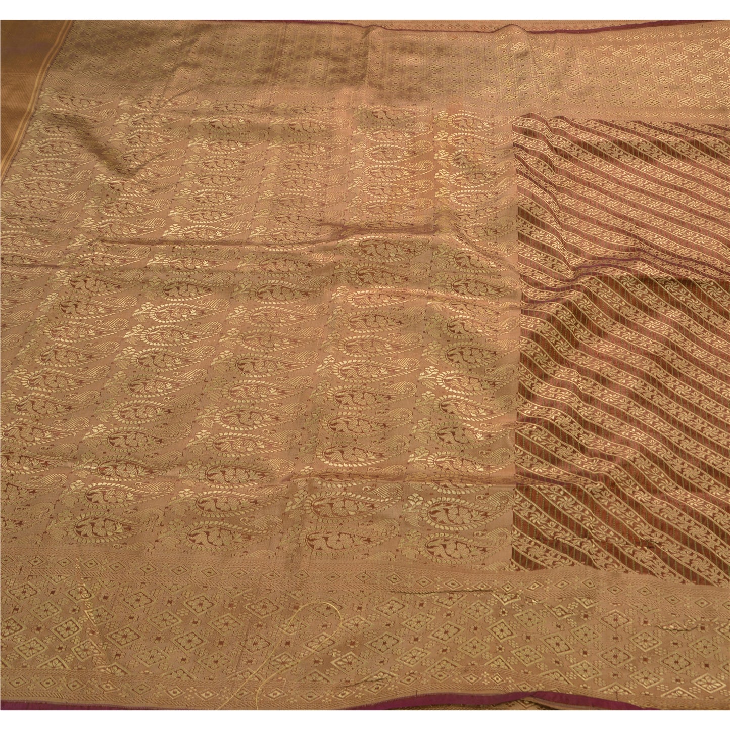 Sanskriti Vintage Indian Saree Art Silk Woven Craft Sustainable Fabric Premium Sari