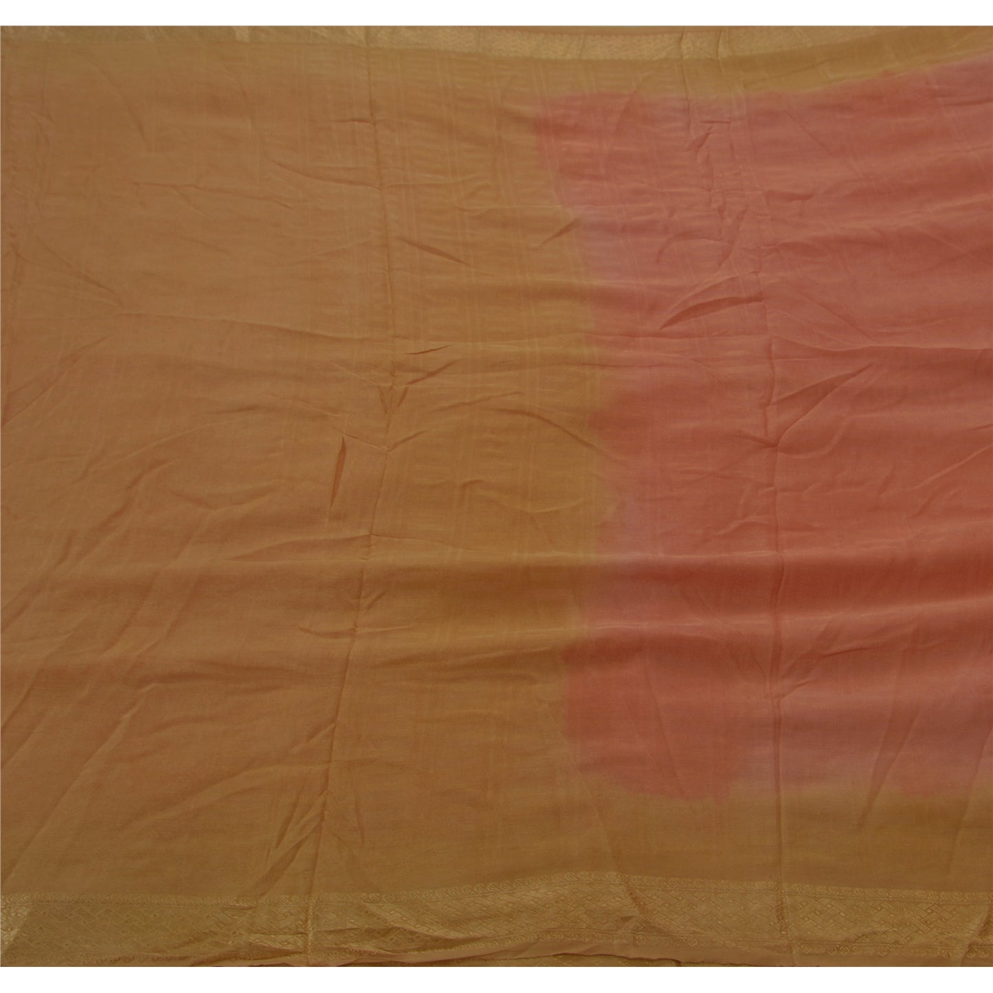 Sanskriti Vintage Indian Saree 100% Pure Silk Woven Craft Sustainable Fabric Peach Sari