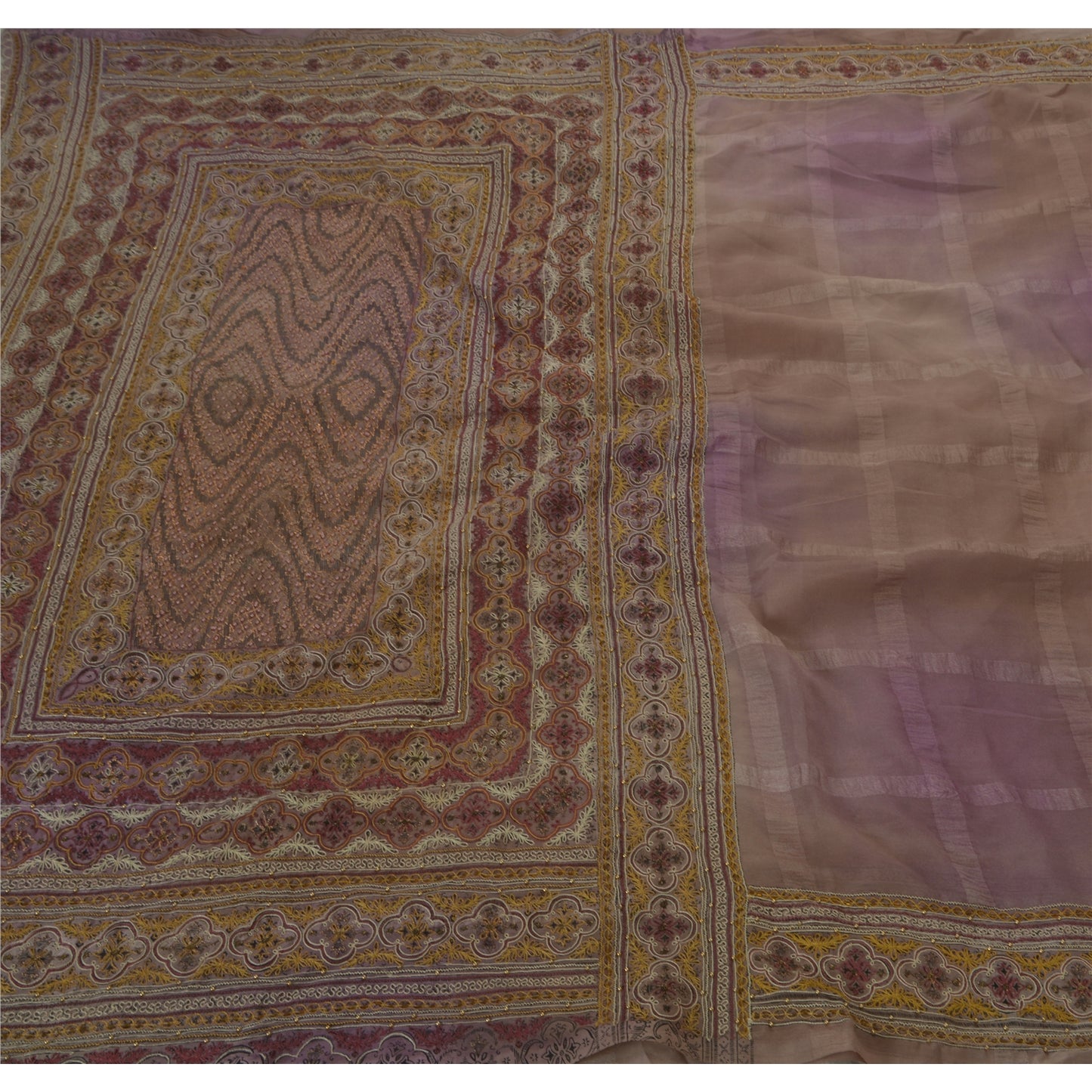 Sanskriti Vintage Saree Art Silk Hand Beaded Craft Sustainable Fabric Premium Cultural Sari