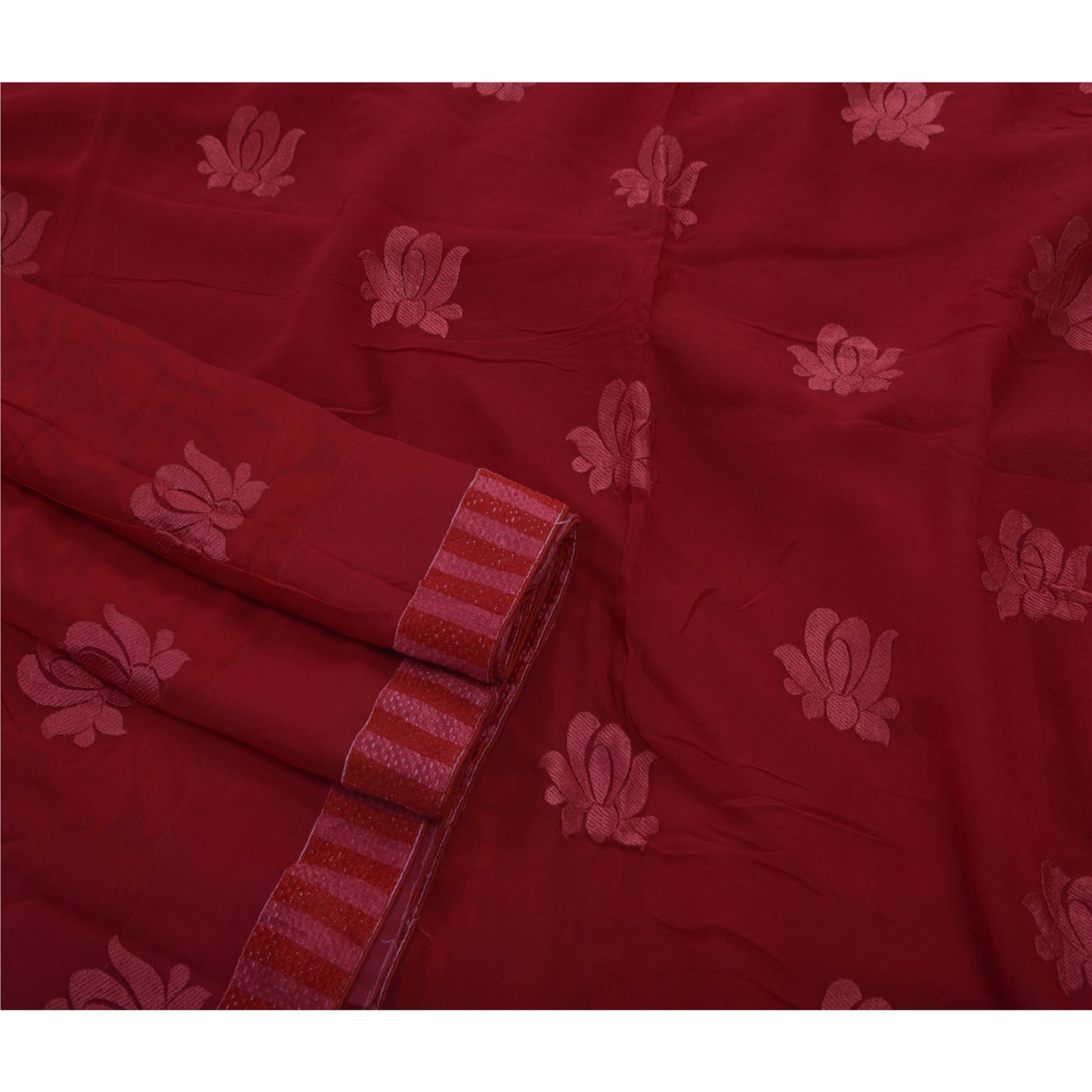 Санскритское винтажное сари из смеси жоржета с вышивкой, экологически чистая ткань, культурное сари премиум-класса