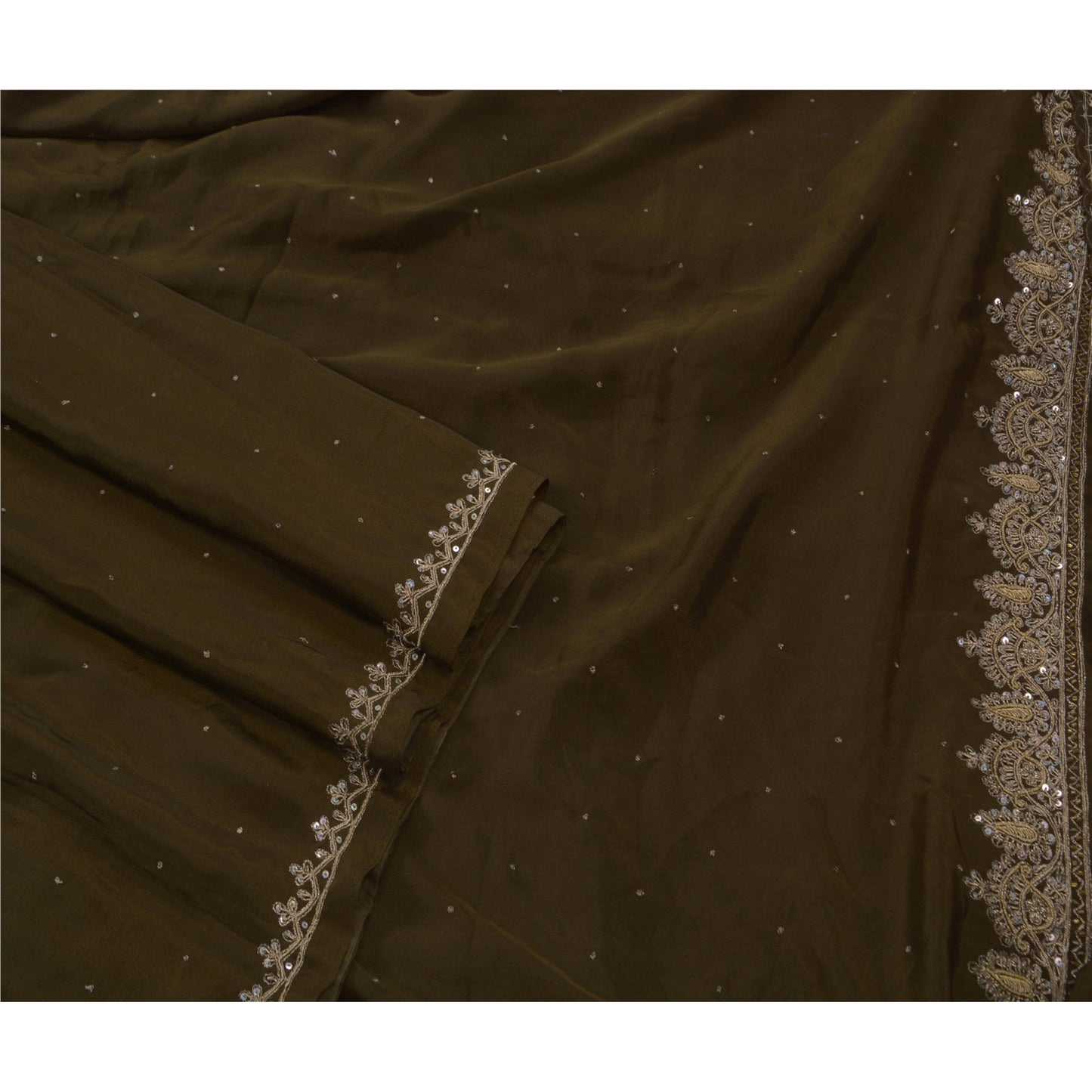 Sanskriti Vintage Saree Art Silk Hand Beaded Green Sustainable Fabric Premium Ethnic Sari