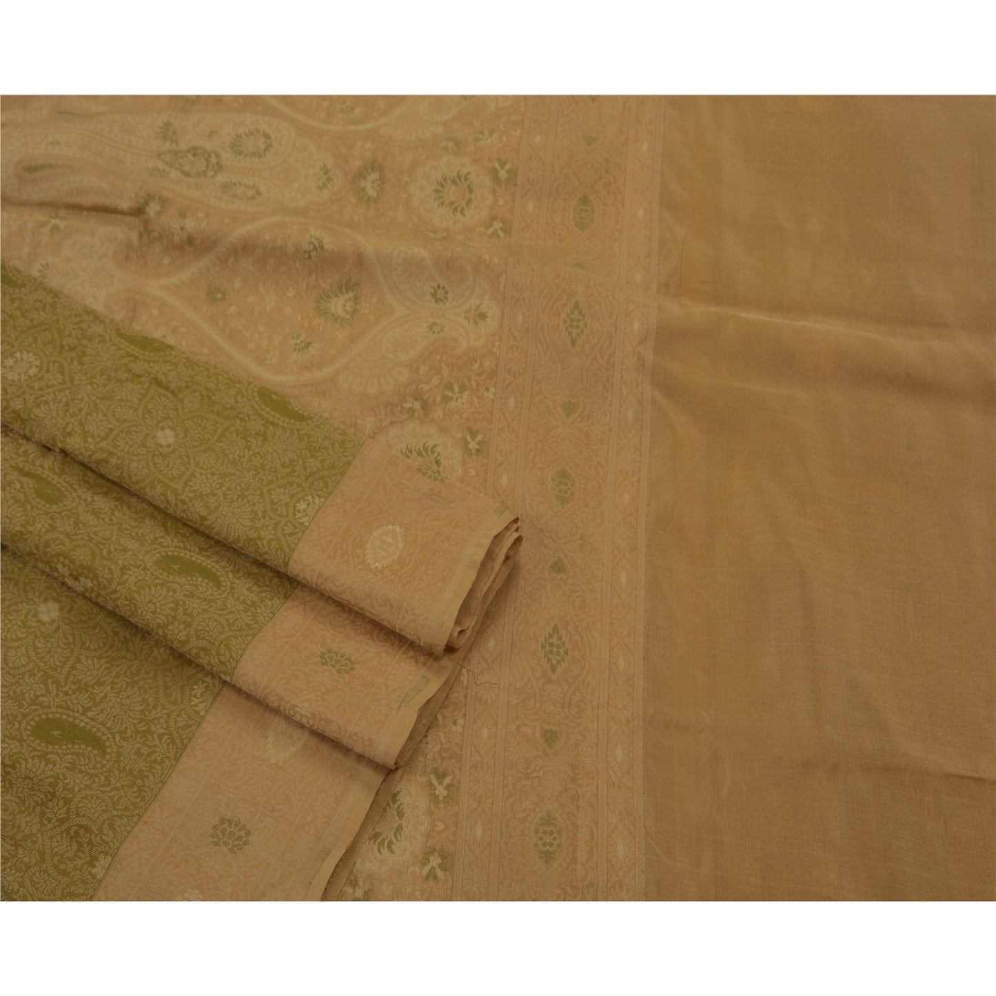 Sanskriti Vintage Saree 100% Pure Silk Woven Green Sustainable Fabric Premium Ethnic Sari