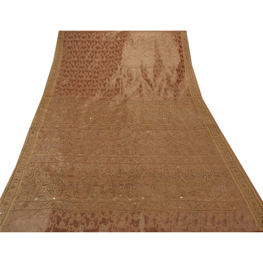 Sanskriti Vintage Antique Saree Tissue Hand Embroidery Craft Sustainable Fabric Premium Sari