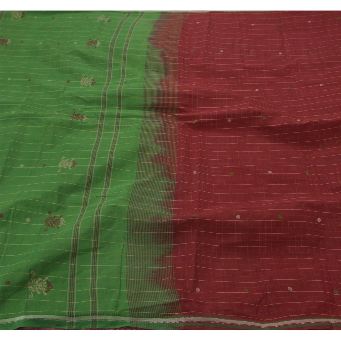 Санскритское винтажное сари из 100% чистого хлопка, тканая ремесленная устойчивая ткань, премиум-сари длиной 5 ярдов