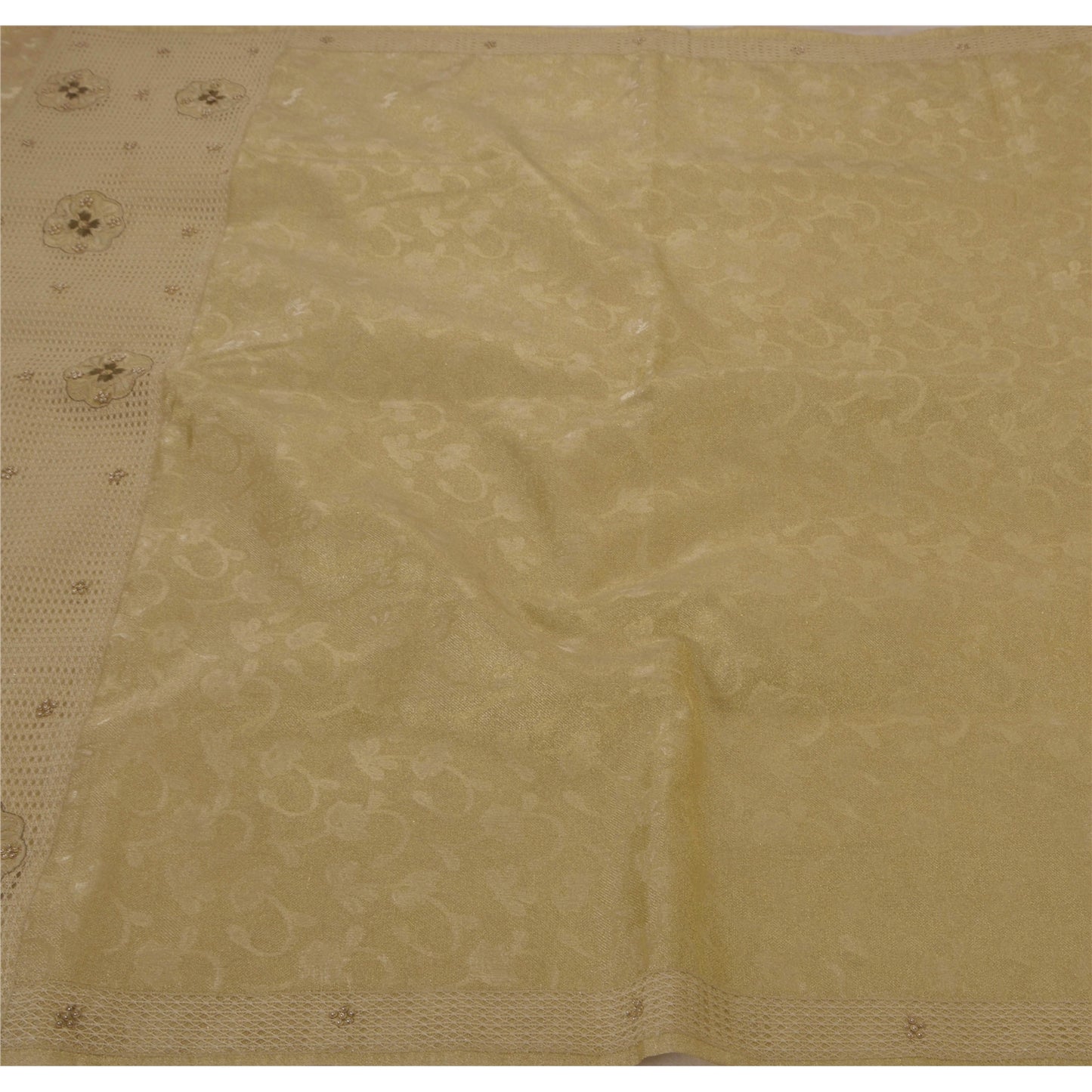 Sanskriti Vintage Sari Håndperlet Bæredygtigt Stoff Premium 5 Yard Sari Med Bluse