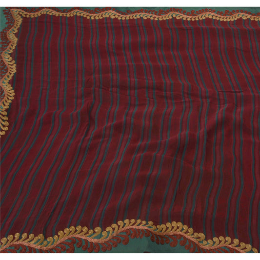 Sanskriti Vintage Saree Blend Georgette Embroidered Sustainable Fabric Premium Cultural Sari